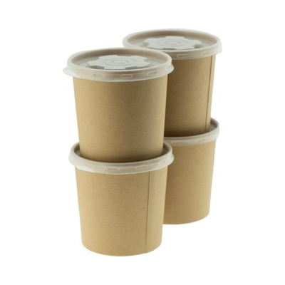 Brown Kraft Bowl with PP Lid 16oz