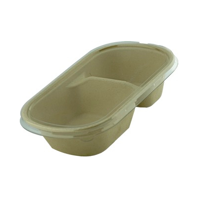 Sugarcane Unbleached Container Two Compartment