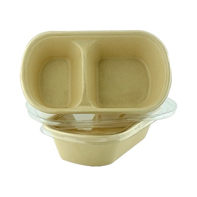 Sugarcane Unbleached Container Two Compartment