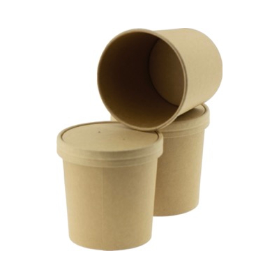 Brown Kraft Bowl with Paper Lid 16oz