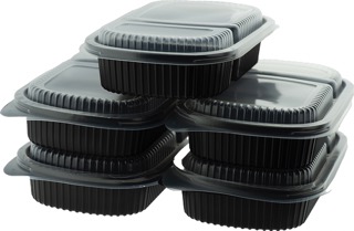 M/W HD Black Rectangle 2 Compartment Container RT-2