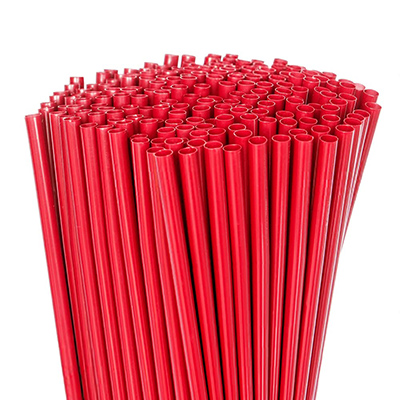 Straw Red 8mm Straight Paper Wrapped
