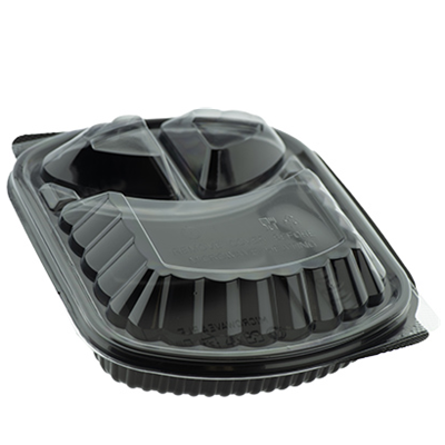 M/W HD Black 3 Compartment Container DP MW-36-3