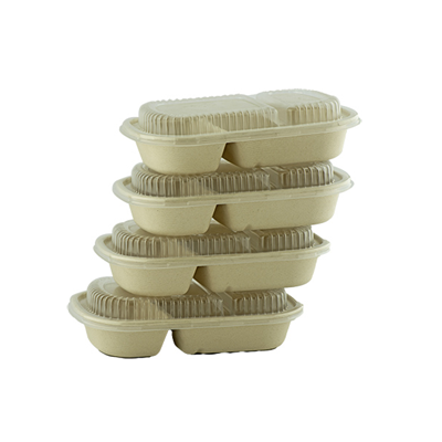 Sugarcane Rectangle Container Unbleached 2 Compartment Unbleached DPX-2