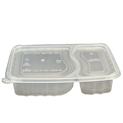 M/W Clear Rectangle 2 Compartment Container PP-1000