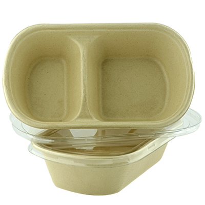 Sugarcane Rectangle Container 2 Compartment Unbleached RC-750-2