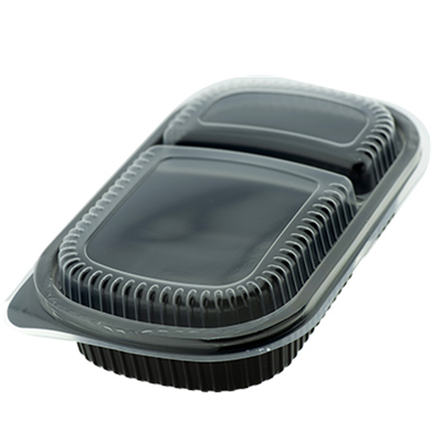 M/W HD Black Rectangle 2 Compartment Container RT-2
