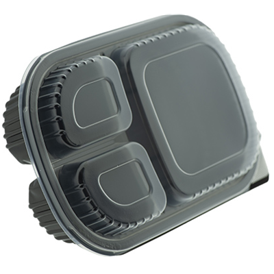 M/W HD Black 3 Compartment Container RT-3