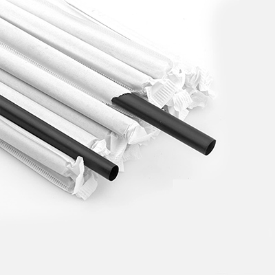 Straw Black 8mm Straight Paper Wrapped